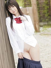Young japanese girl Mirai Himeno posing outdoor