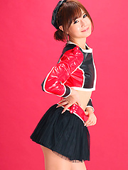 Ai Kumano Asian is leering chick in long boots and short skirt