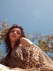 Neo Asian babe in white dress loves feeling her body in water