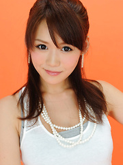 Yumi Asian is such cute and playful honey in white top and skirt